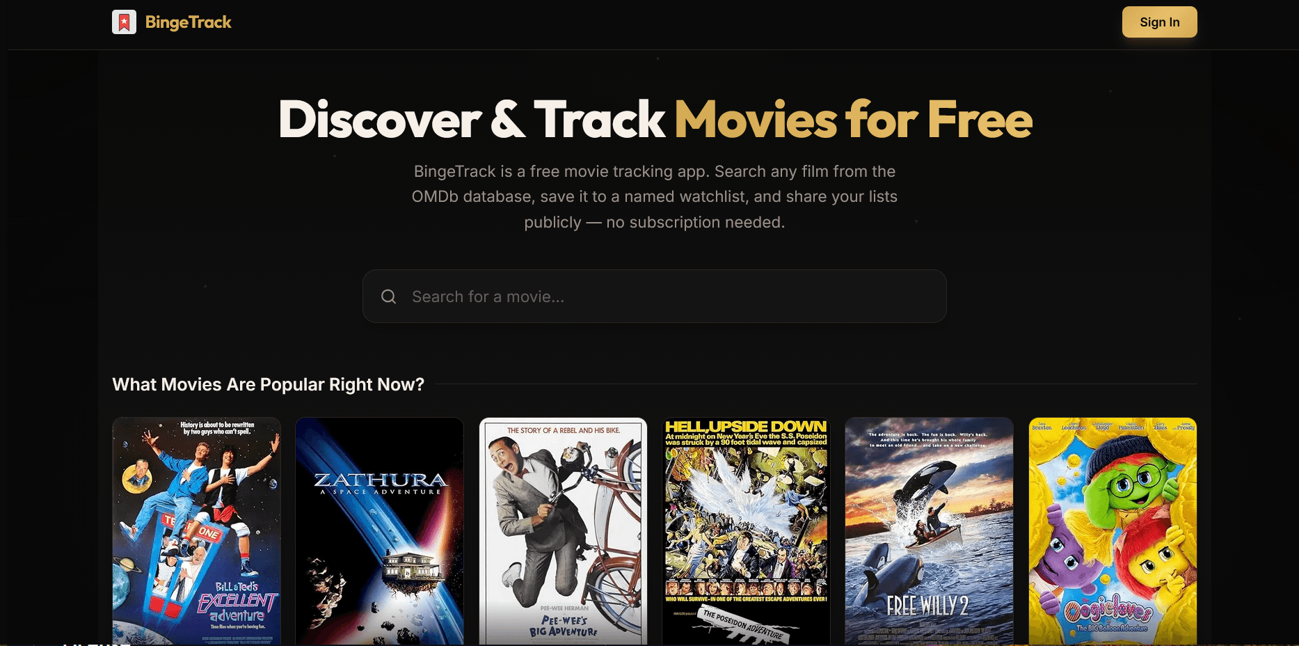 A free movie watchlist tracker. Find it when you need it.